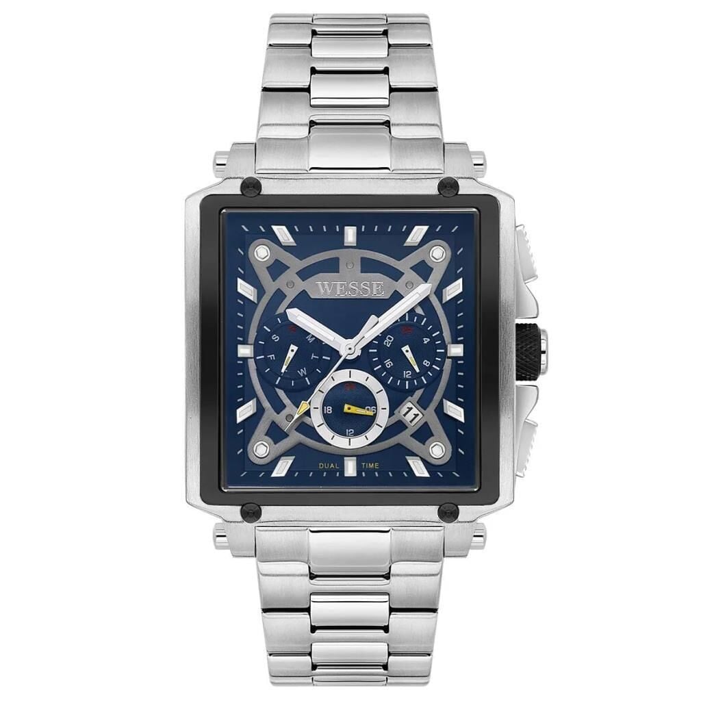 Wesse WWG402703 Quartz Çelik Gri Mavi Kadran 42 mm Erkek Kol Saati