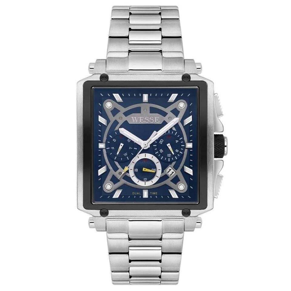 Wesse WWG402703 Quartz Çelik Gri Mavi Kadran 42 mm Erkek Kol Saati