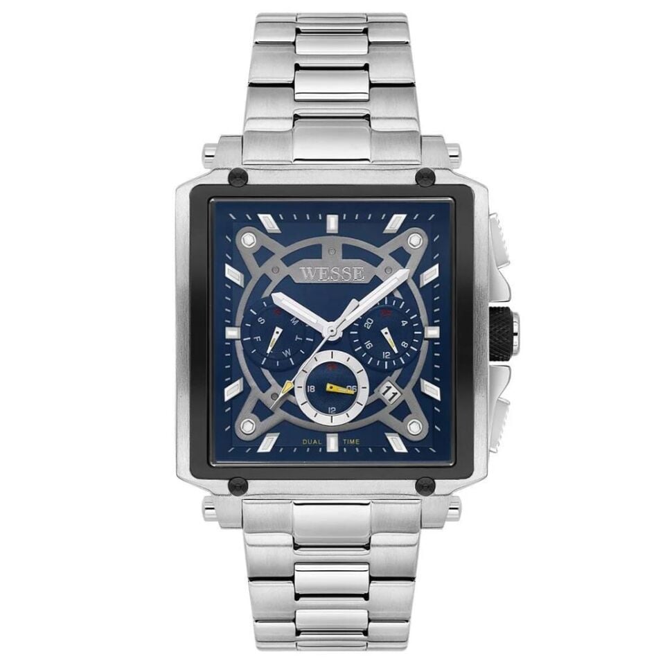 Wesse WWG402703 Quartz Çelik Gri Mavi Kadran 42 mm Erkek Kol Saati