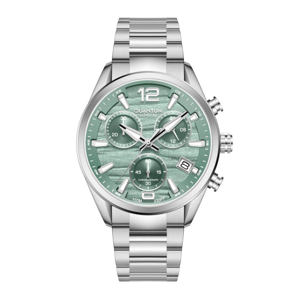Quantum PWG1259.300 Quartz Çelik Gri Yeşil Kadran Safir Cam 41 mm Erkek Kol Saati