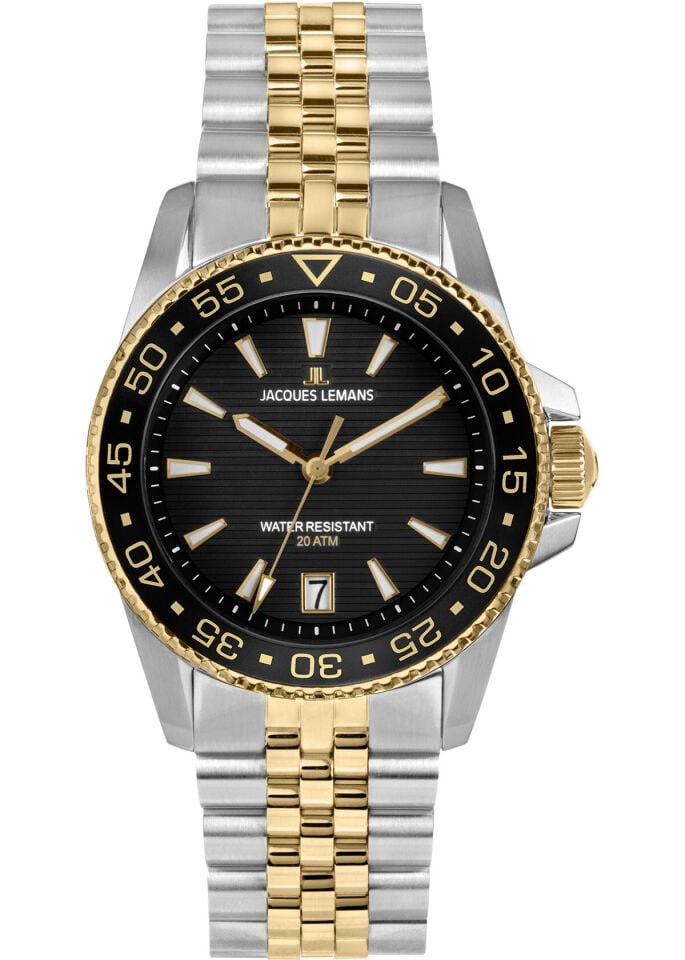 Jacques Lemans Liverpool JL.1-2205N Quartz Çelik Altın/Gri Siyah Kadran 20 ATM 41 mm Erkek Kol Saati