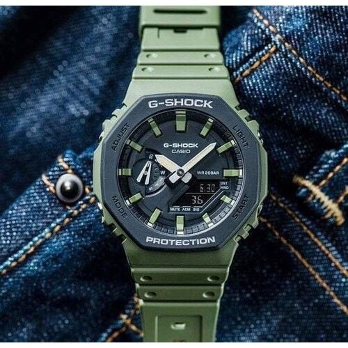 Casio G-Shock GA-2110SU-3ADR Quartz Silikon Yeşil Siyah Kadran 20 ATM 45 mm Erkek Kol Saati