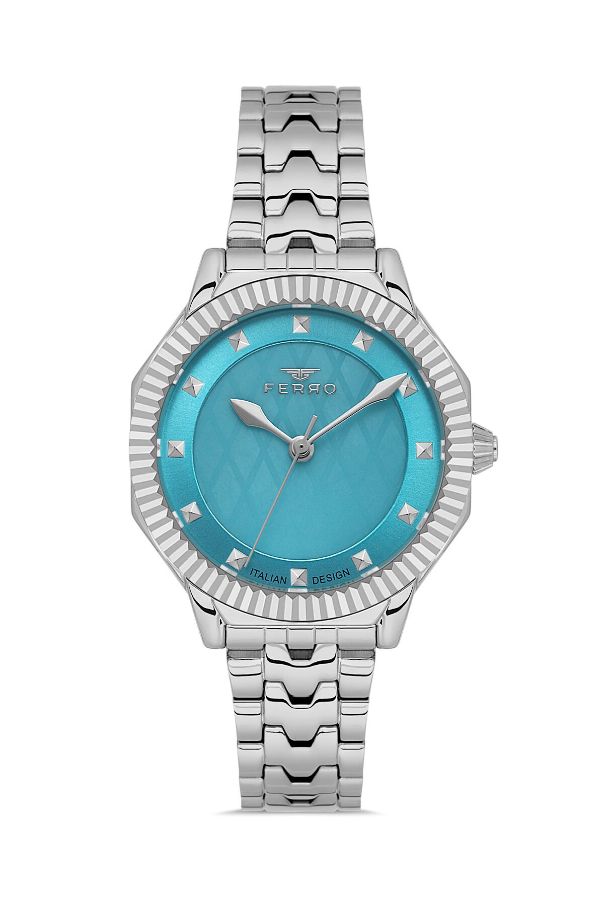 Ferro FL21632AWT-A15 Quartz Çelik Gri Turkuaz Kadran 32 mm Kadın Kol Saati