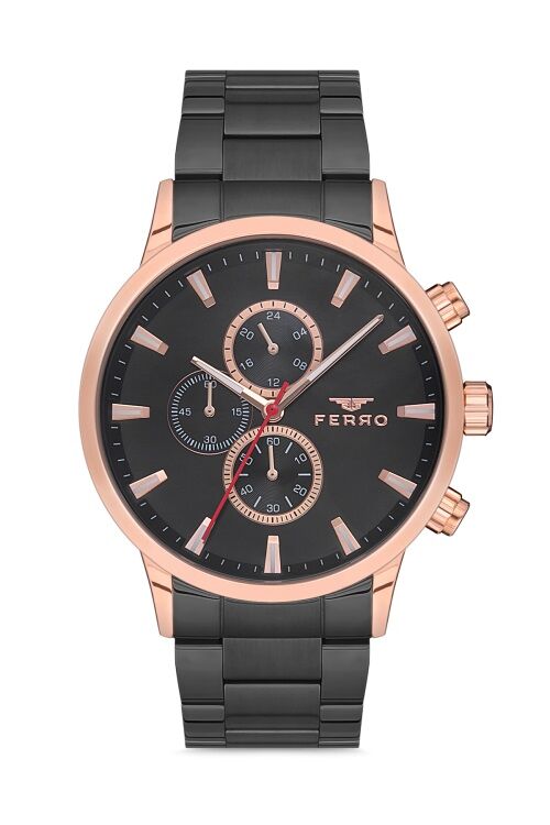 Ferro 46 mm Siyah Çelik Kordon Erkek Kol Saati FM11083A-R FM11083A-R