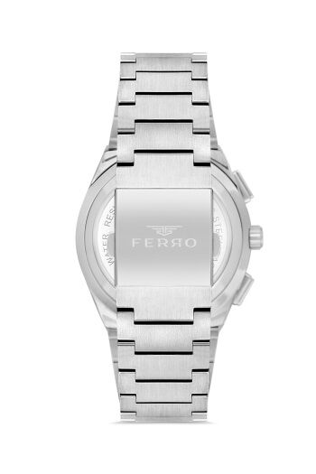 Ferro Gümüş Çelik Kordon Erkek Kol Saati FM11452A-A2 Fonksiyonları Aktif 3ATM Su Geçirmez