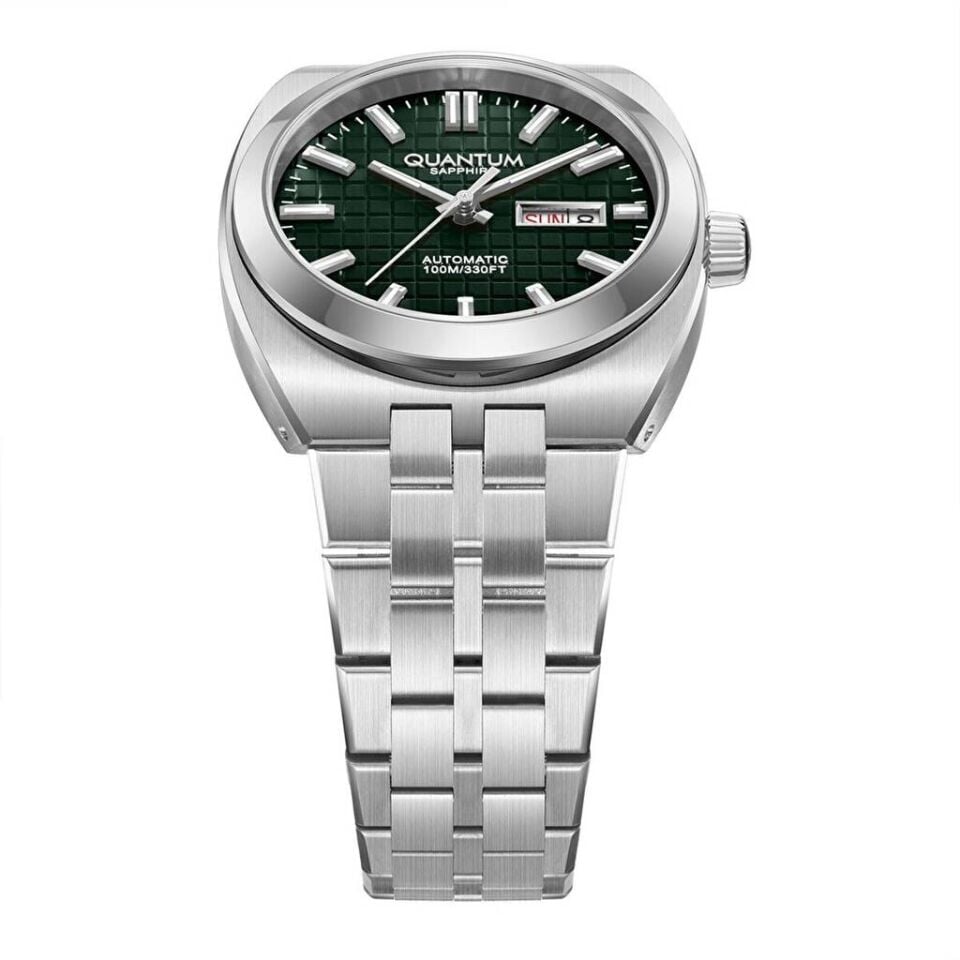 Quantum QMG1256.370 Otomatik Çelik Gri Yeşil Kadran Safir Cam 10 ATM 41 mm Erkek Kol Saati
