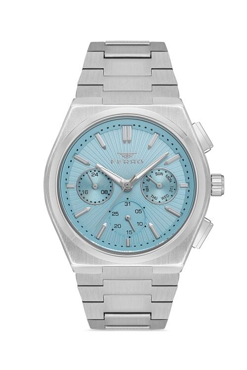 Ferro Gümüş Çelik Kordon Erkek Kol Saati FM11452A-A15 Fonksiyonları Aktif 3ATM Su Geçirmez