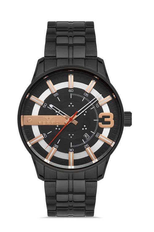 Ferro 45 mm Siyah Çelik Kordon Erkek Kol Saati F11200A-G F11200A-G