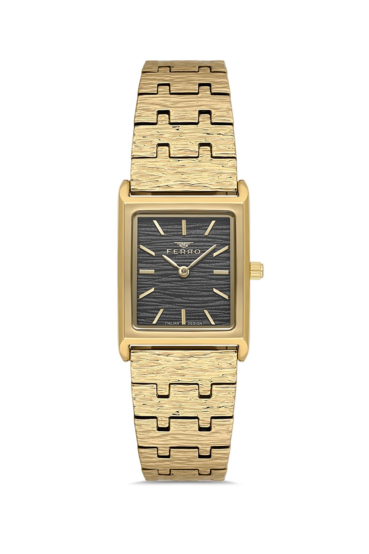 Ferro FL21599AWT-B2 Quartz Çelik Altın Rengi Siyah Kadran 22 mm Kadın Kol Saati