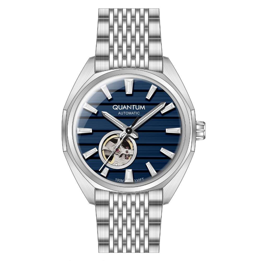 Quantum QMG1244.390 Otomatik Çelik Gri Lacivert Kadran 10 ATM 41 mm Erkek Kol Saati