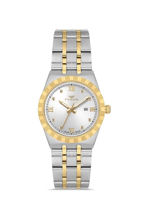 Ferro Quartz Çelik Sarı Gri 32 mm Kadın Kol Saati