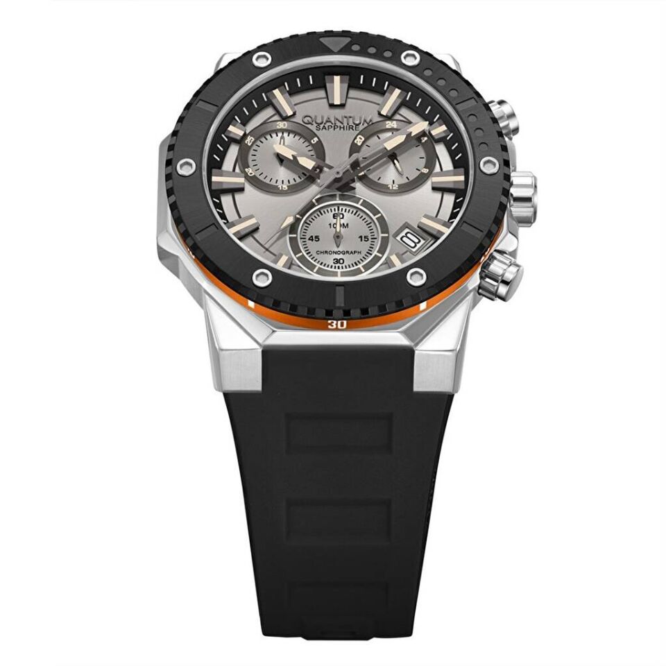 Quantum HNG1232.371 Quartz Silikon Siyah 43 mm 10 ATM Erkek Kol Saati