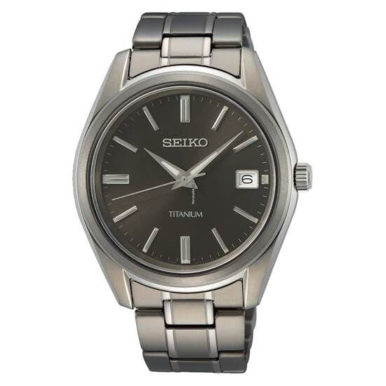 Seiko SUR375P1 Quartz Çelik Gri Titanyum Kasa Siyah Kadran 10 ATM  40 mm Erkek Kol Saati