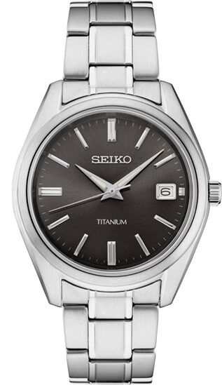 Seiko SUR375P1 Quartz Çelik Gri Titanyum Kasa Siyah Kadran 10 ATM  40 mm Erkek Kol Saati