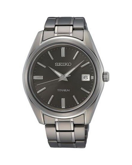 Seiko SUR375P1 Quartz Çelik Gri Titanyum Kasa Siyah Kadran 10 ATM  40 mm Erkek Kol Saati