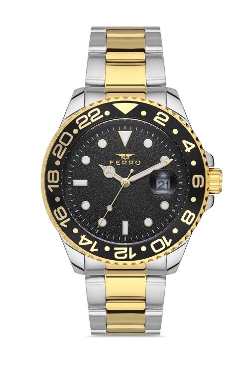Ferro F11253A-D 41 mm Sarı Çelik Kordon Erkek Kol Saati