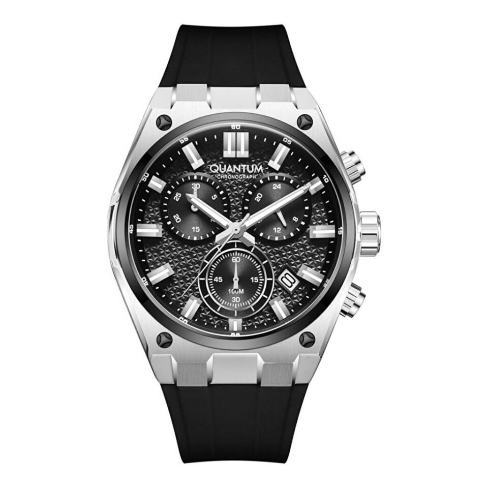 Quantum HNG1237.351 Quartz Kronograf Silikon Siyah 10 ATM 44 mm Erkek Kol Saati