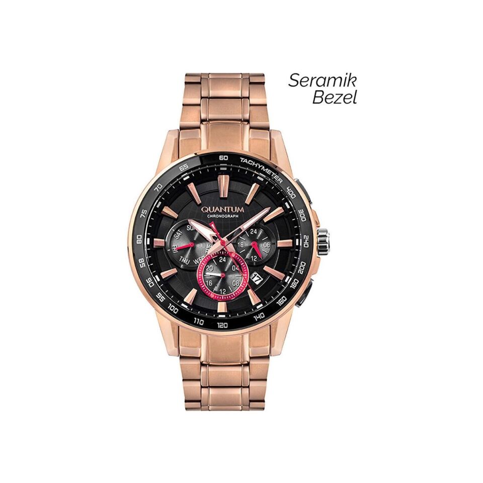 Quantum PWG922.450 Quartz Kronograflı Bronz Siyah Kadran 45 mm Erkek Kol Saati