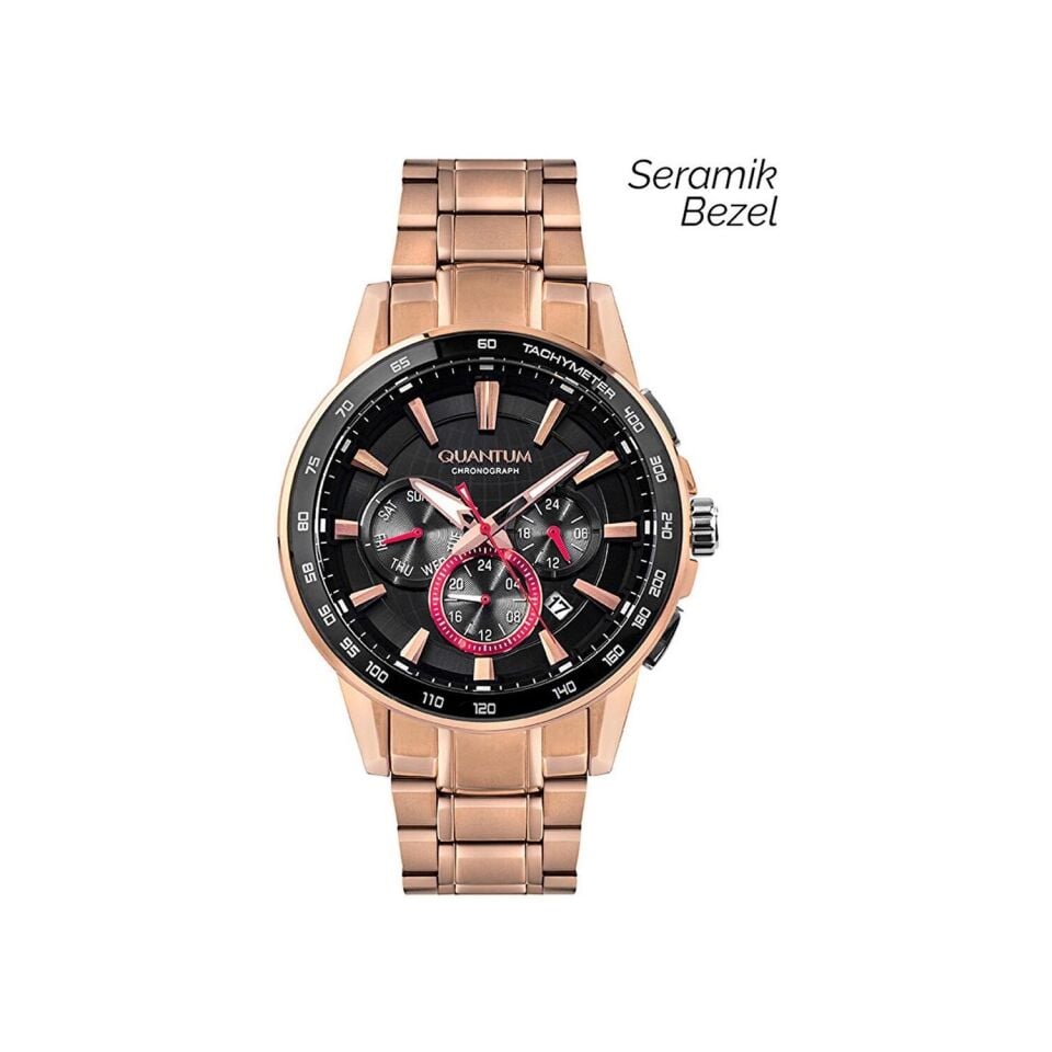 Quantum PWG922.450 Quartz Kronograflı Bronz Siyah Kadran 45 mm Erkek Kol Saati