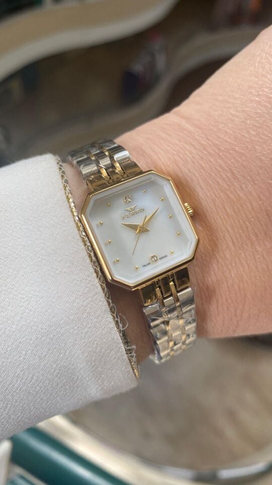 Ferro Quartz Çelik Altın/Gri 23 mm Kadın Kol Saati