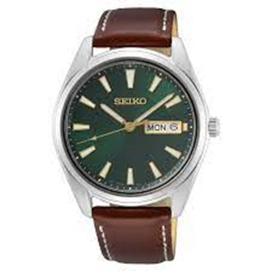 Seiko SUR449P Quartz Deri Kahverengi Yeşil Kadran 10 ATM 40 mm Erkek Kol Saati