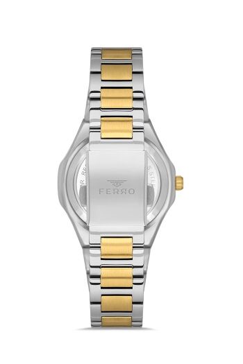 Ferro Quartz Çelik Altın/Gri Yeşil Kadran 24 mm Kadın Kol Saati