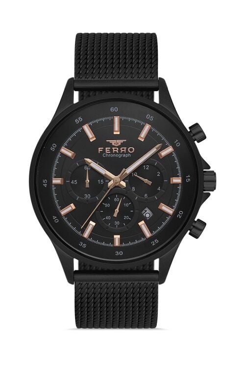 Ferro 45 mm Siyah Hasır Kordon Erkek Kol Saati FM31298C-G FM31298C-G