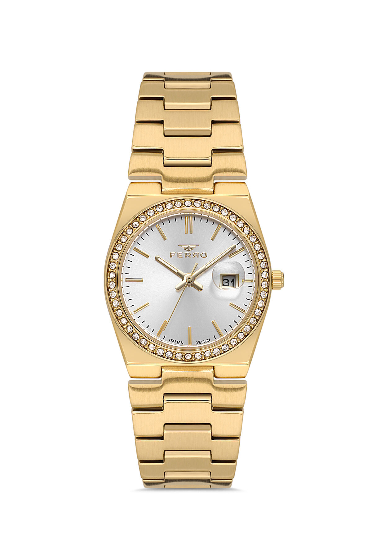 Ferro FL21596AWT-B Quartz Çelik Altın Rengi 30 mm Kadın Kol Saati