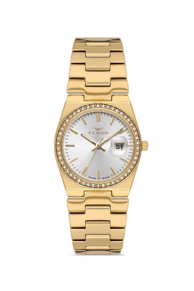 Ferro FL21596AWT-B Quartz Çelik Altın Rengi 30 mm Kadın Kol Saati