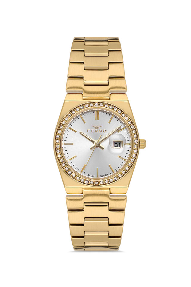 Ferro FL21596AWT-B Quartz Çelik Altın Rengi 30 mm Kadın Kol Saati