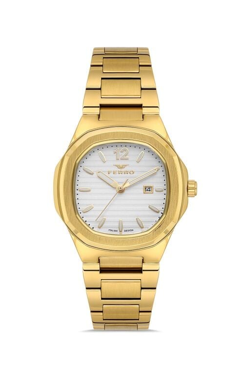 Ferro Quartz Çelik Altın Rengi 24 mm Kadın Kol Saati
