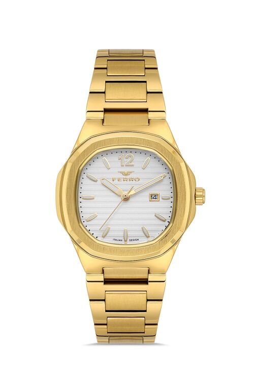 Ferro Quartz Çelik Altın Rengi 24 mm Kadın Kol Saati