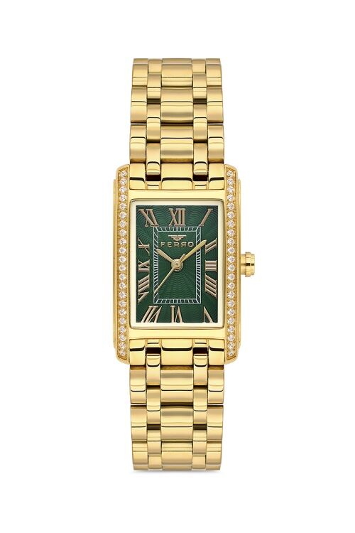 Ferro Sarı Çelik Kordon Kadın Kol Saati FL43005A-B6 3ATM Su Geçirmez 2 Yıl Garantili HediyePaketli