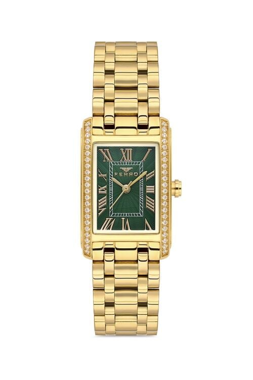 Ferro Sarı Çelik Kordon Kadın Kol Saati FL43005A-B6 3ATM Su Geçirmez 2 Yıl Garantili HediyePaketli