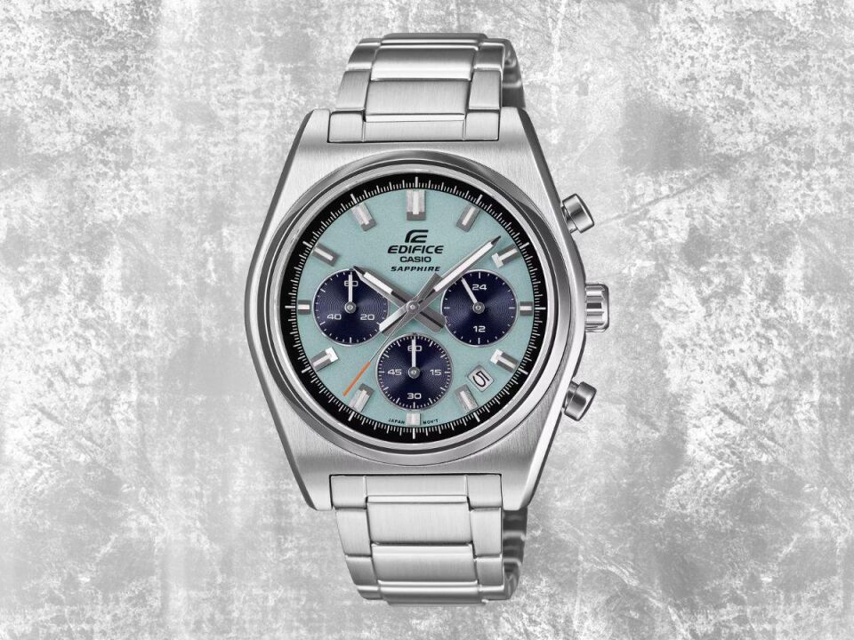 Casio EFB-730D-2BVUDF Edifice Quartz Çelik Gri Turkuaz Kadran Safir Cam 10 ATM 40 mm Erkek Kol Saati
