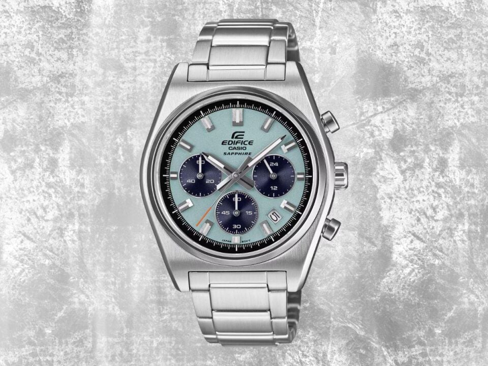 Casio EFB-730D-2BVUDF Edifice Quartz Çelik Gri Turkuaz Kadran Safir Cam 10 ATM 40 mm Erkek Kol Saati