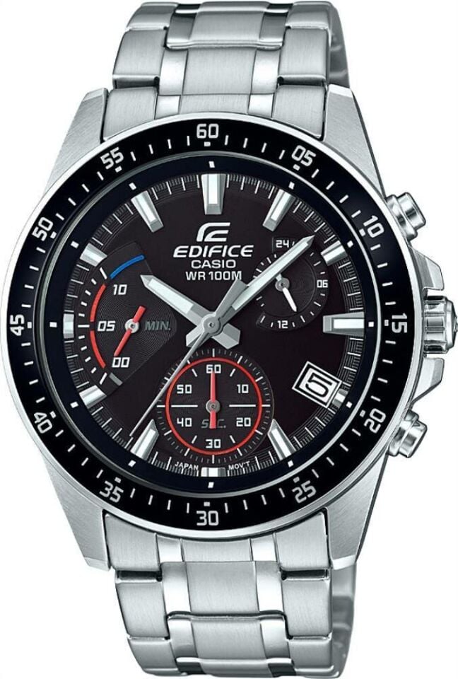Casio EFV-540D-1AVUDF Edifice Quartz Çelik Gri Siyah Kadran 10 ATM 44 mm Erkek Kol Saati