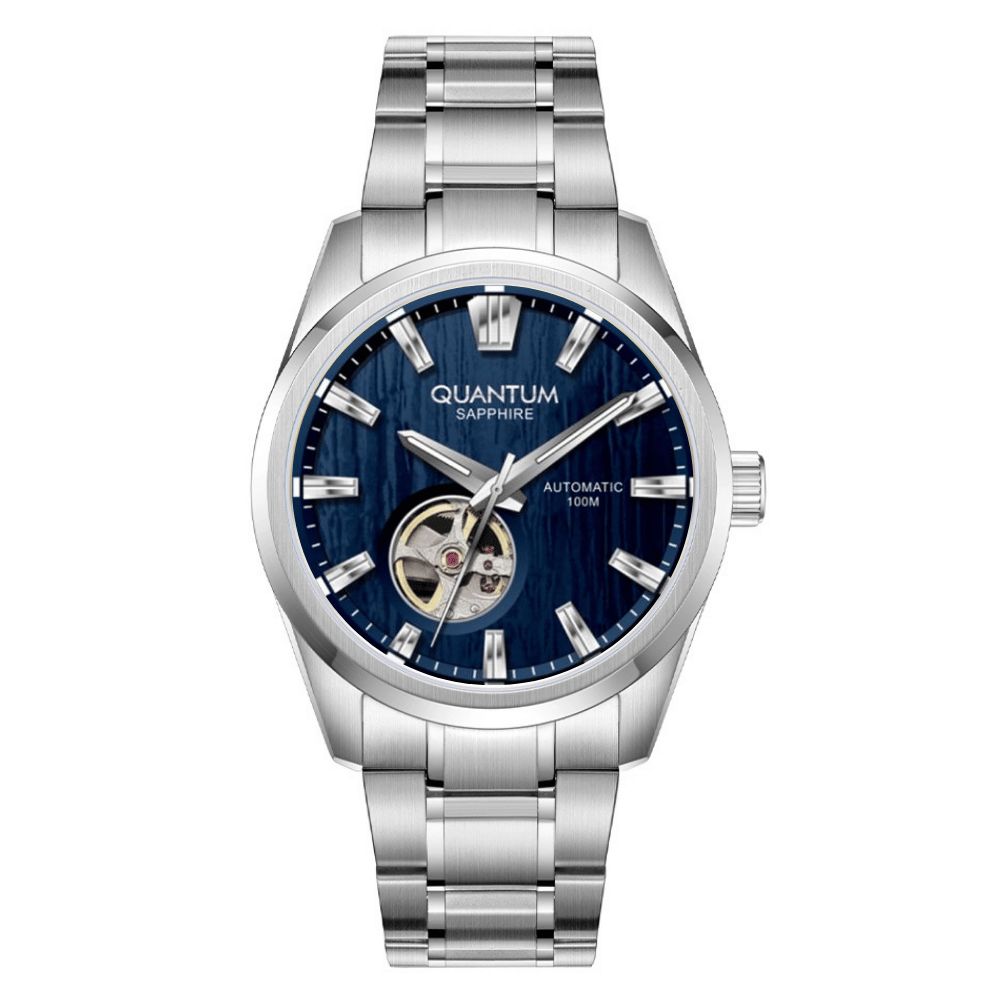 Quantum QMG1192.390 Otomatik Çelik Gri Mavi Kadran Safir Cam 10 ATM 41 mm Erkek Kol Saati