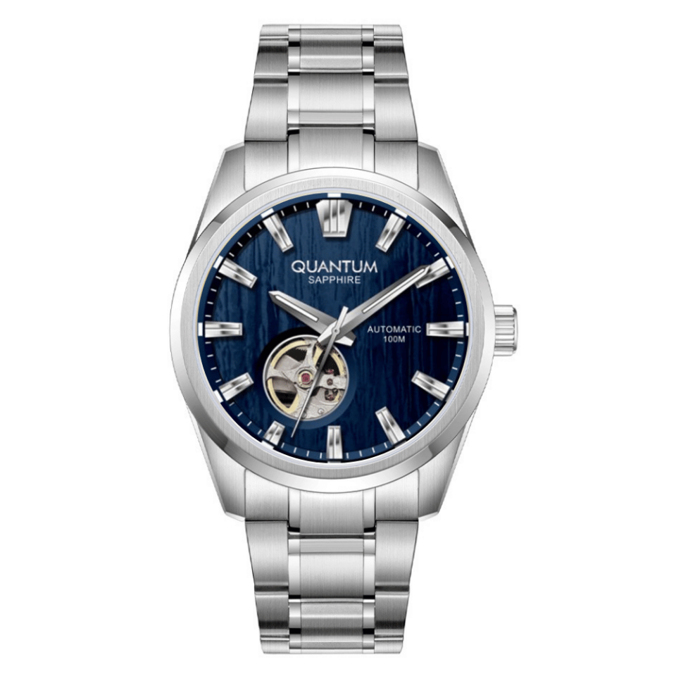 Quantum QMG1192.390 Otomatik Çelik Gri Mavi Kadran Safir Cam 10 ATM 41 mm Erkek Kol Saati