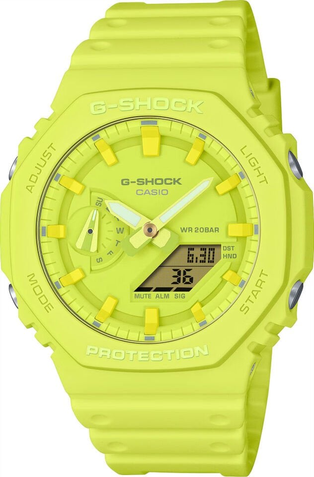 Casio GA-2100-9A9DR Quartz Analog/Dijital Silikon Sarı 45 mm Erkek Kol Saati