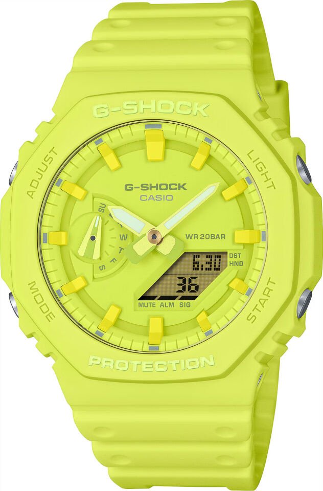 Casio GA-2100-9A9DR Quartz Analog/Dijital Silikon Sarı 45 mm Erkek Kol Saati