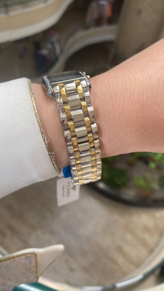 Ferro Quartz Çelik Altın/Gri Yeşil Kadran 22 mm Kadın Kol Saati
