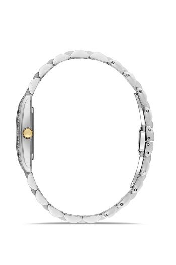Ferro FL43005A-D6 Quartz Çelik Altın Gri Yeşil Kadran 22 mm Kadın Kol Saati