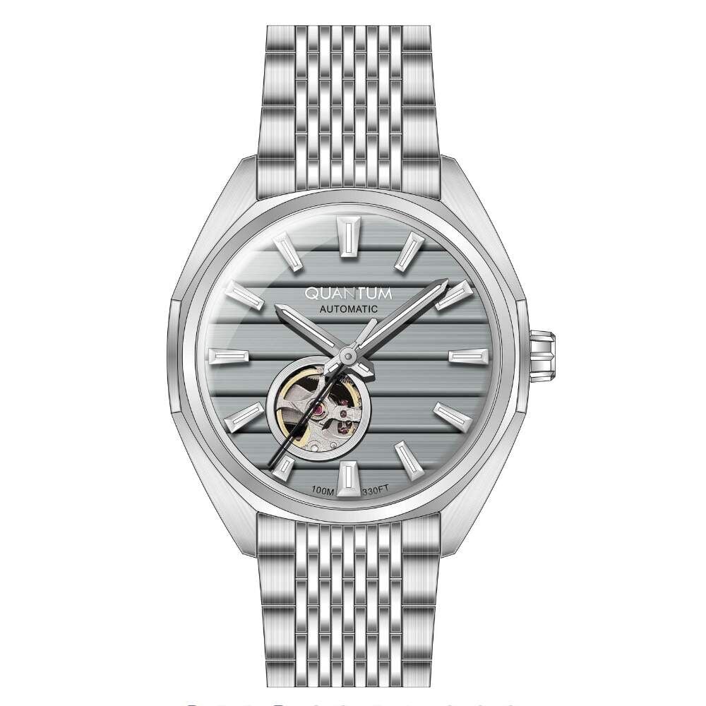 Quantum QMG1244.300 Otomatik Çelik Gri Yeşil Kadran 10 ATM 41 mm Erkek Kol Saati