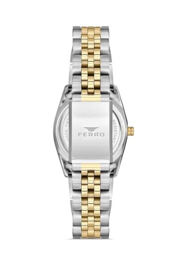 Ferro Quartz Çelik Altın/Gri 30 mm Kadın Kol Saati