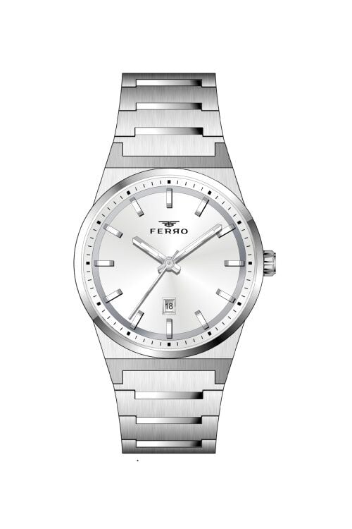 Ferro Gümüş Çelik Kordon Erkek Kol Saati F11592AWT-A 3ATM Su Geçirmez 2 Yıl Garantili HediyePaketli
