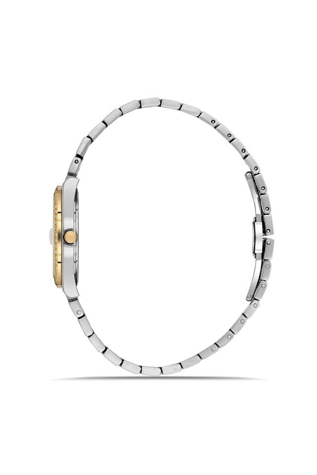 Ferro FL21596AWT-D6 Quarzt Çelik Altın/Gri Yeşil Kadran 30 mm Kadın Kol Saati