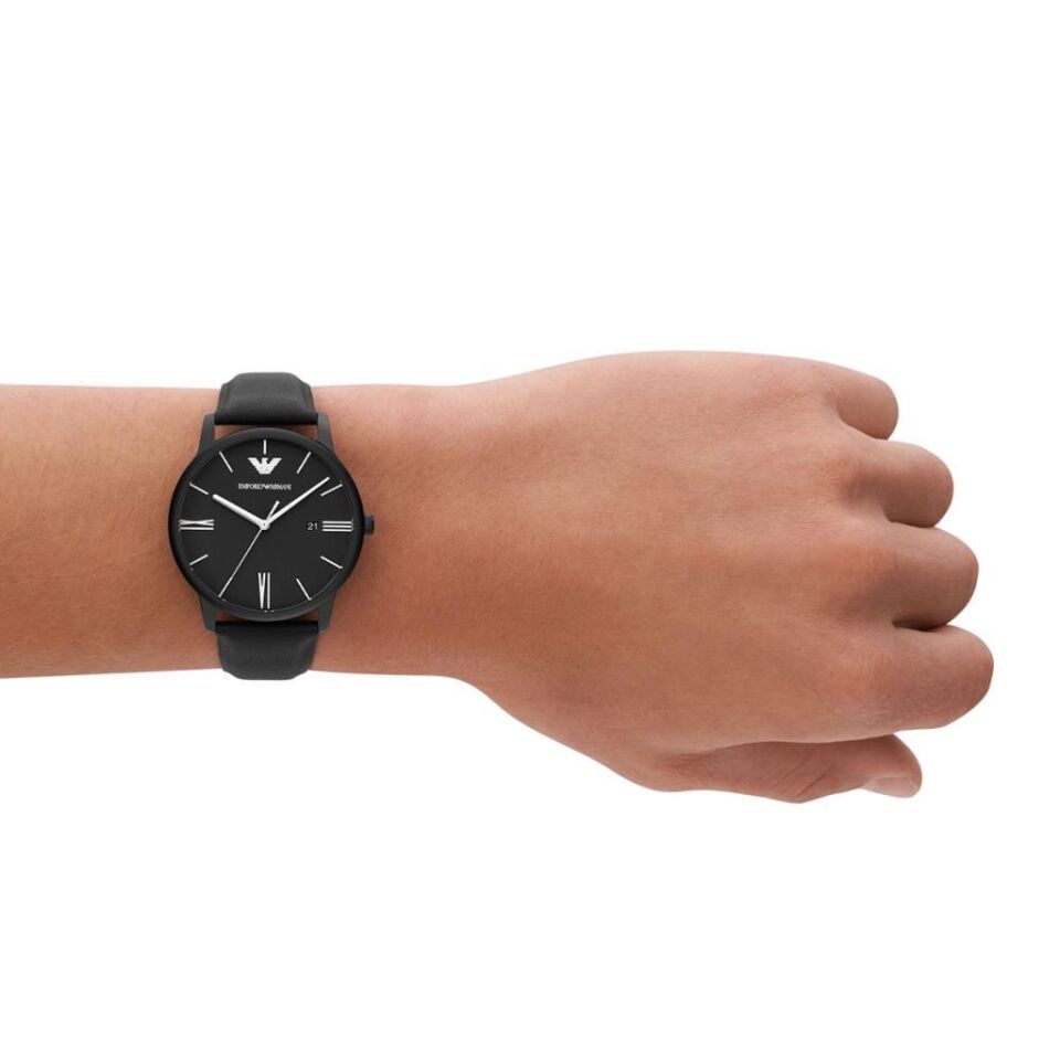 Emporio Armani AR11573 Quartz Deri Siyah 42 mm Erkek Kol Saati