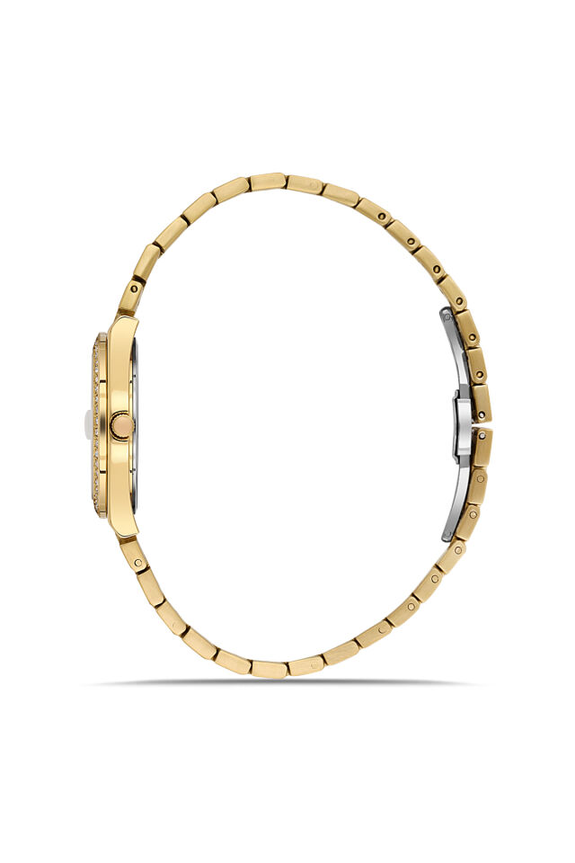 Ferro FL21596AWT-B6 Quartz Çelik Altın Rengi Yeşil Kadran 30 mm Kadın Kol Saati