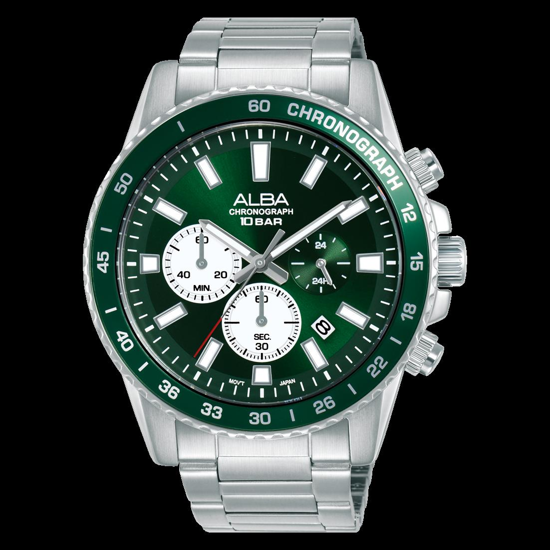 Alba AT3L13X1 Quartz Çelik Gri Yeşil Kadran 10 ATM 45 mm Erkek Kol Saati